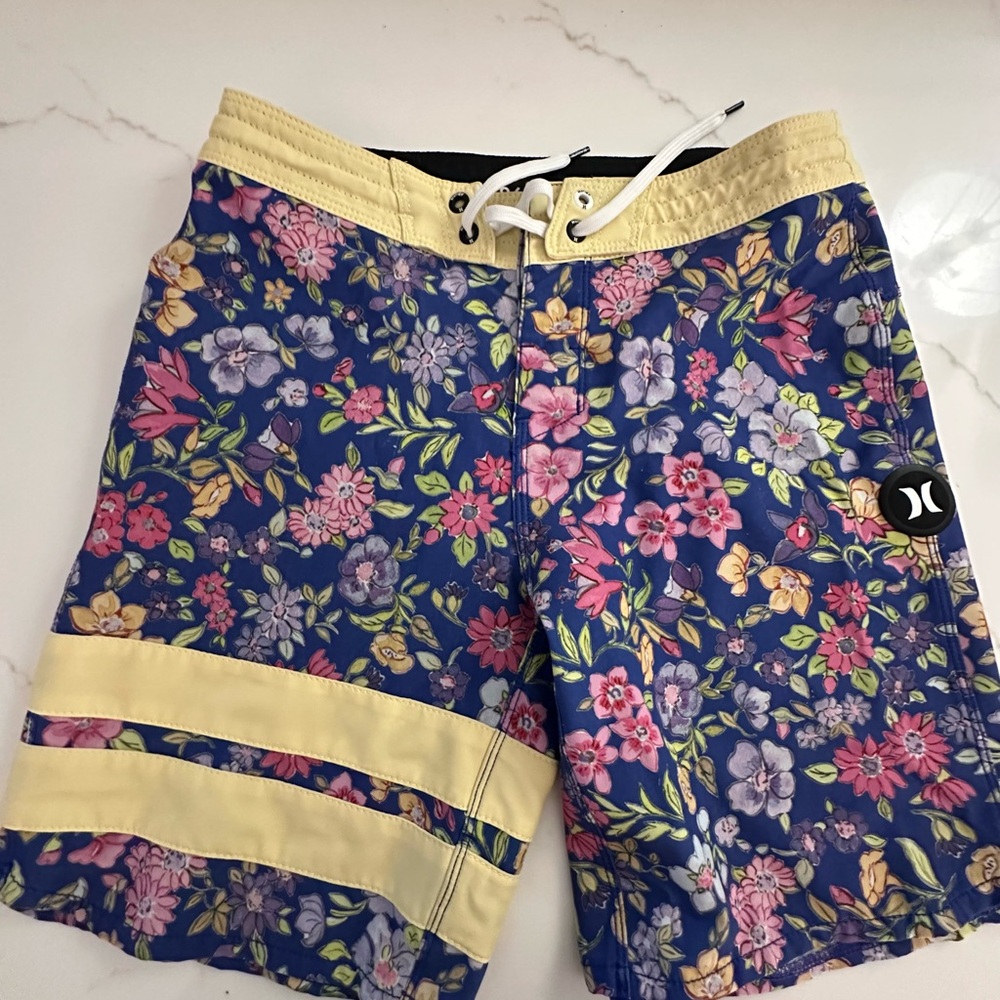 LoveShackFancy/Hurley Floral Board Shorts - Blue and Yellow